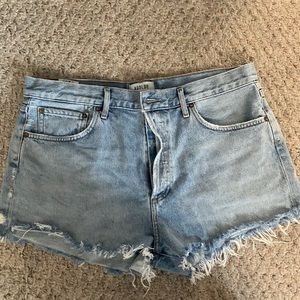 AGOLDE high rise Parker Denim Shorts in Riptide